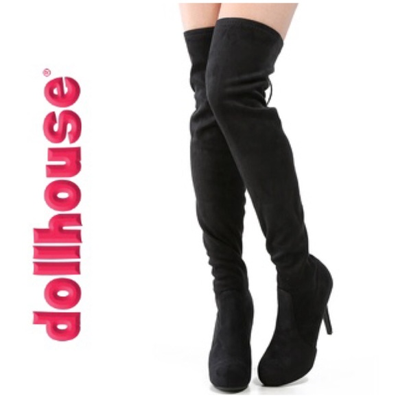 Dollhouse Shoes - Dollhouse “Deceive” Heeled Thigh High Heeled Boot